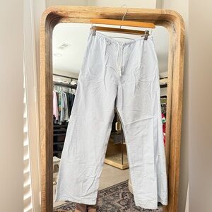 Brandy Melville Light Blue Striped Seersucker Drawstring Lounge Pants
